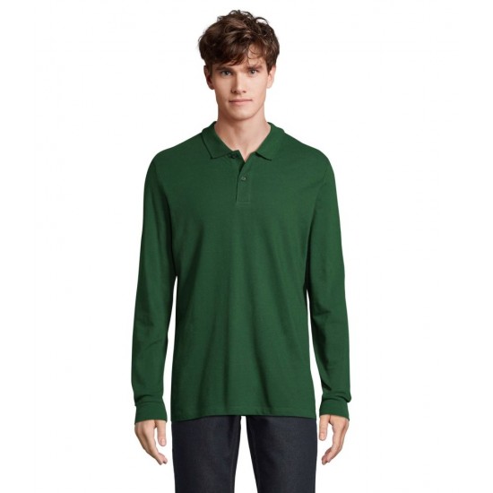 Лонгслів поло чоловічий SOL'S Perfect LSL темно-зелений - 02087264S