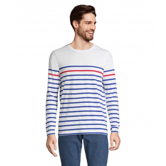 Лонгслів чоловічий SOL'S Matelot LSL білий/яскраво-синій/червоний - 03099872L