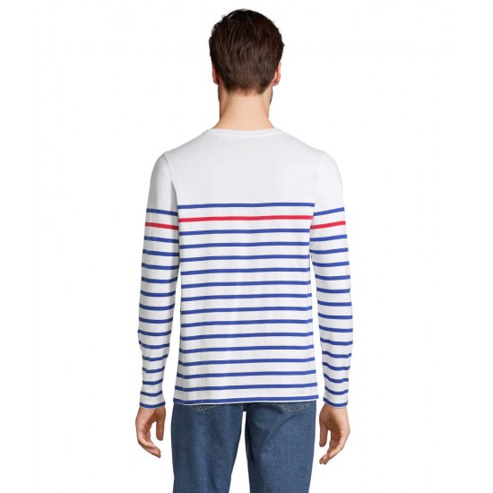 Лонгслів чоловічий SOL'S Matelot LSL білий/яскраво-синій/червоний - 03099872L