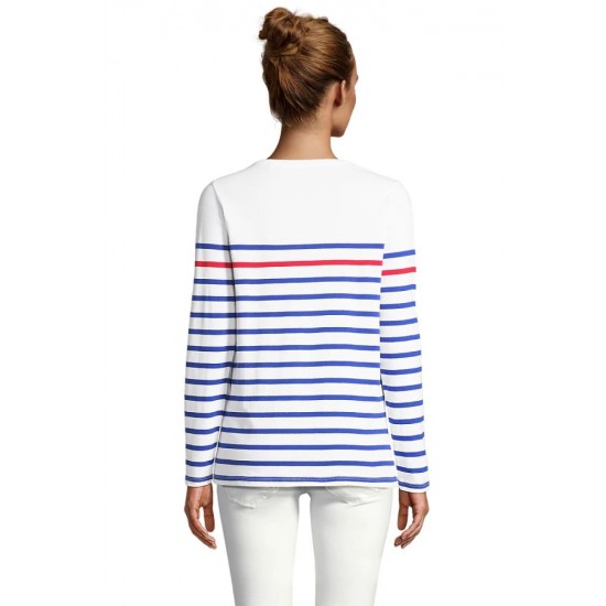 Лонгслів жіночий SOL'S Matelot LSL білий/яскраво-синій/червоний - 03100872S