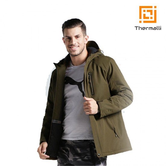 Чоловіча куртка з підігрівом Thermalli Pila хакі - 10882104S