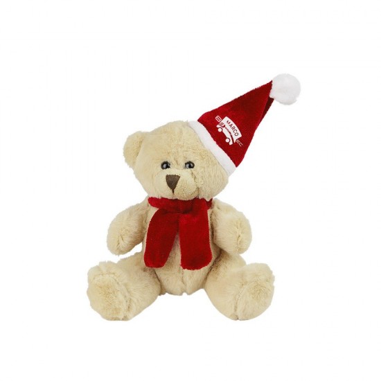 Плюшевий різдвяний ведмедик коричнево-червоний - HE262-56