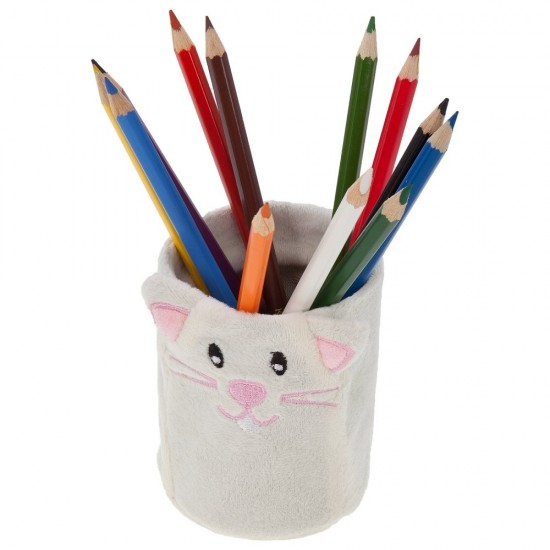 Підставка під олівці плюшевий кіт бежевий - HE671-20