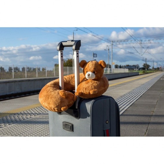 Дорожна подушка-іграшка плюшевий ведмедик світло-коричневий - HE798-18