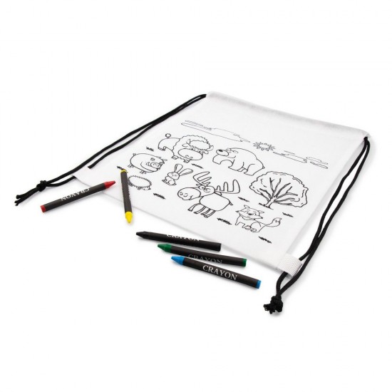 Рюкзак-мішок для розмальовки з олівцями Voyager Brody білий - V0021-02