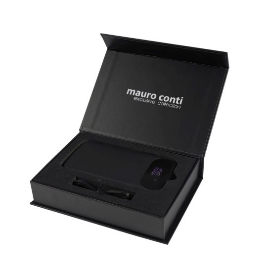 Повербанк 8000 mAh Mauro Conti, цифровий індикатор, Зарядний пристрій бездротовий5W чорний - V0134-03
