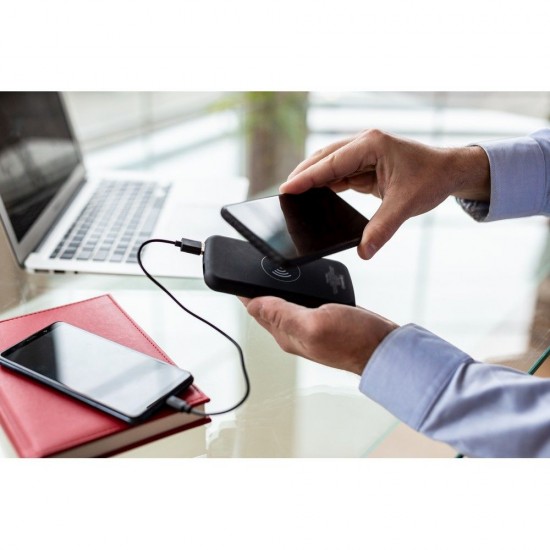 Повербанк 8000 mAh Voyager Mauro Conti, бездротова зарядка 5W, цифровий індикатор чорний - V0134-03