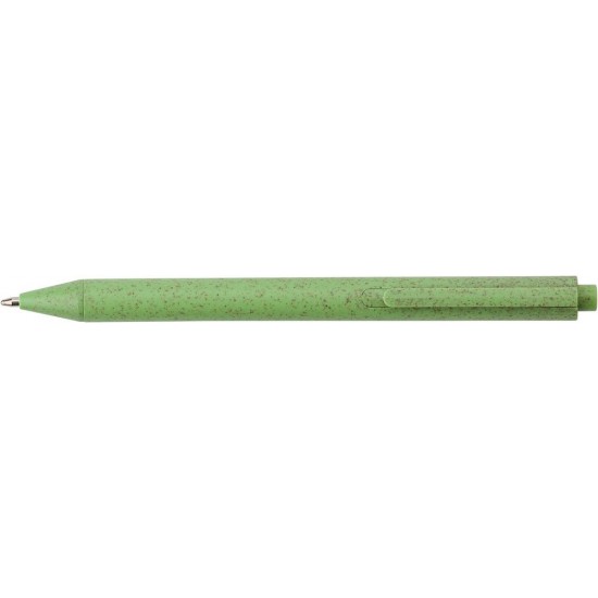 Блокнот А5 на спіралі з пшеничної соломи з ручкою, в лінію зелений - V0238-06