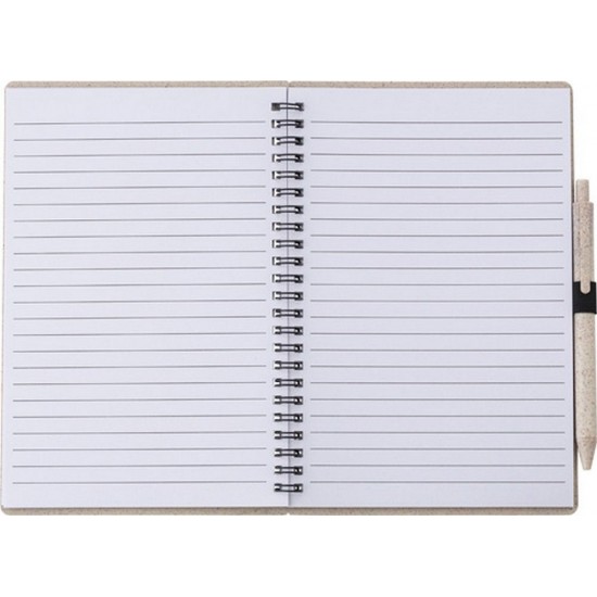 Еко-блокнот в лінію на спіралі А5 Voyager, тверда обкладинка, з кульковою ручкою світло-коричневий - V0238-18