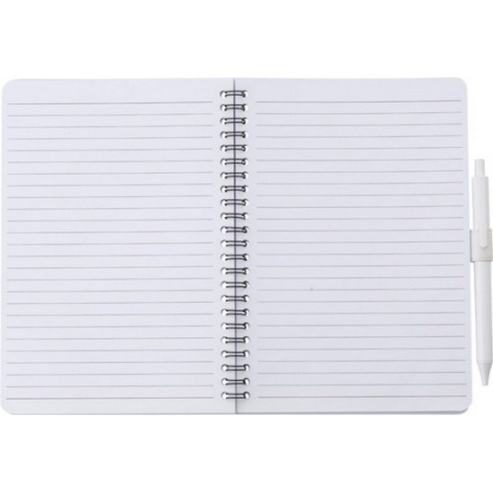 Блокнот в лінію на спіралі А5 Voyager, тверда обкладинка, з кульковою ручкою білий - V0239-02