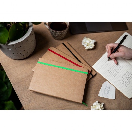 Блокнот в лінію A5 Voyager Joshua, тверда обкладинка бежевий/червоний - V0244-05