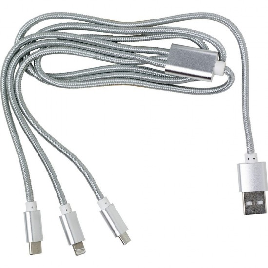 Кабель для зарядки з 4 штекерами Voyager сріблястий - V0323-32