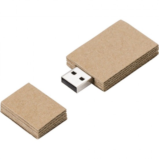 Флешка USB 16 Гб прямокутник картонна коричневий - V0326-16