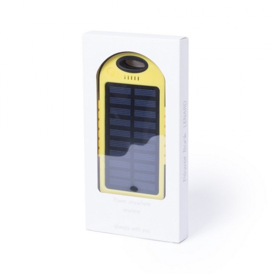 Водонепроникний повербанк 4000 mAh, сонячний зарядний пристрій жовтий - V0354-08