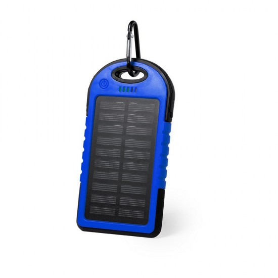 Водонепроникний повербанк 4000 mAh, сонячний зарядний пристрій синій - V0354-11