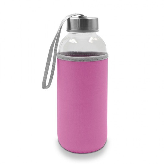 Пляшка для води Bob 420 мл скляна в чохлі рожевий - V0462-21
