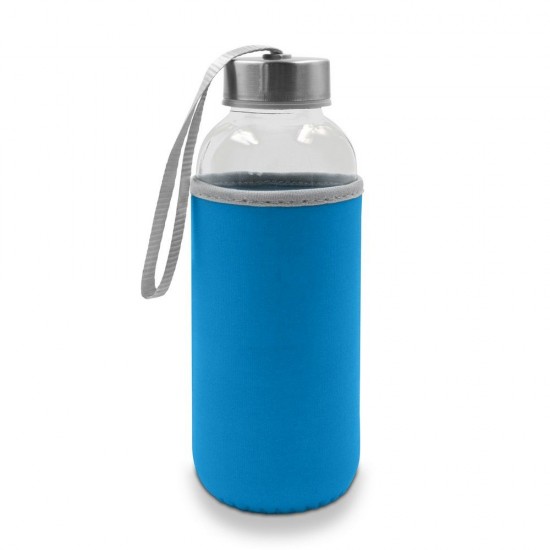 Пляшка для води Bob 420 мл скляна в чохлі блакитний - V0462-23