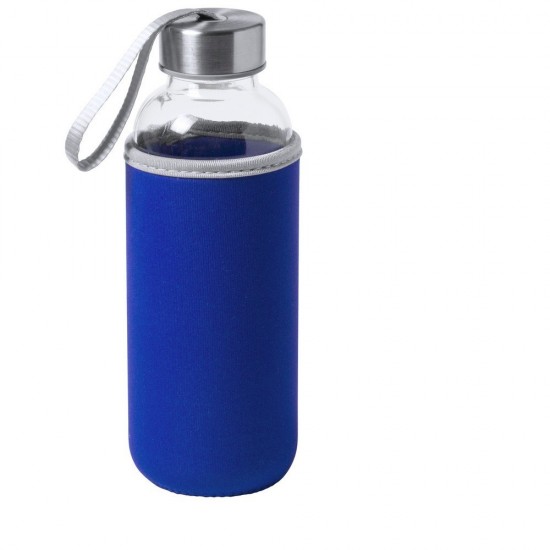 Пляшка для води Voyager, скляна, з мішечком, 420 мл кобальт - V0462-04