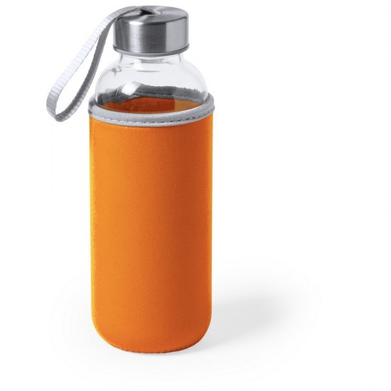Пляшка для води Voyager, скляна, з мішечком, 420 мл помаранчевий - V0462-07