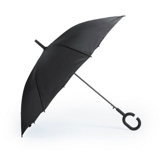 Вітрозахисна автоматична парасоля, C-подібна ручка чорний - V0492-03