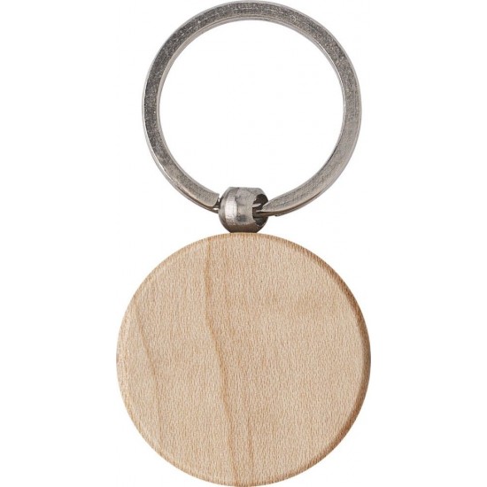 Брелок для ключів дерев'яний круглий натуральний - V0549-17