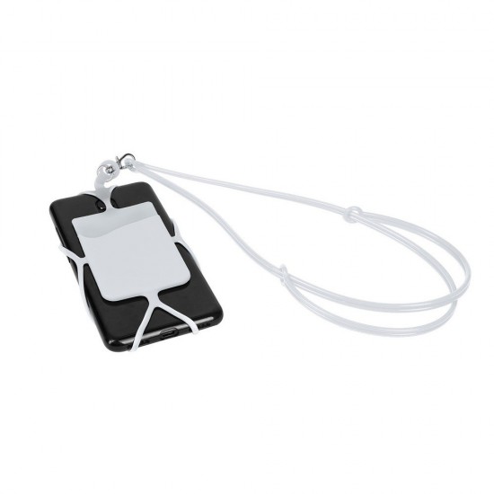 Силіконовий ремінець, еластичний чохол для телефону з кишенею для карти білий - V0589-02