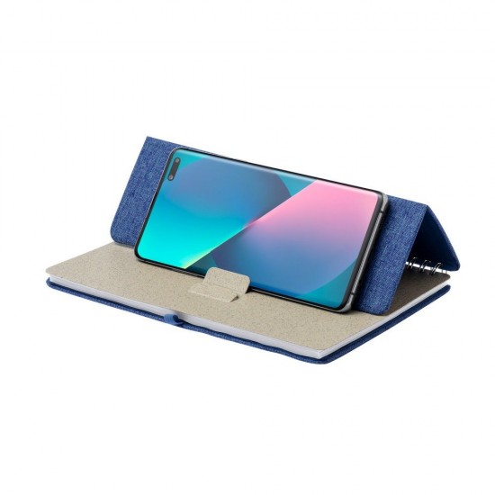 Блокнот А5 RPET підставка для телефону-планшета синій - V0594-11