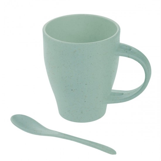 Екокружка 300 мл з ложкою Voyager бамбукова світло-зелений - V0847-10