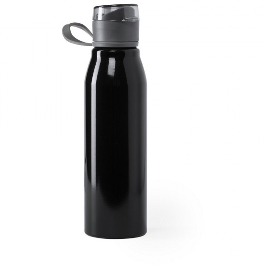 Пляшка для води з карабіном, нержавіюча сталь, 700 мл чорний - V0869-03
