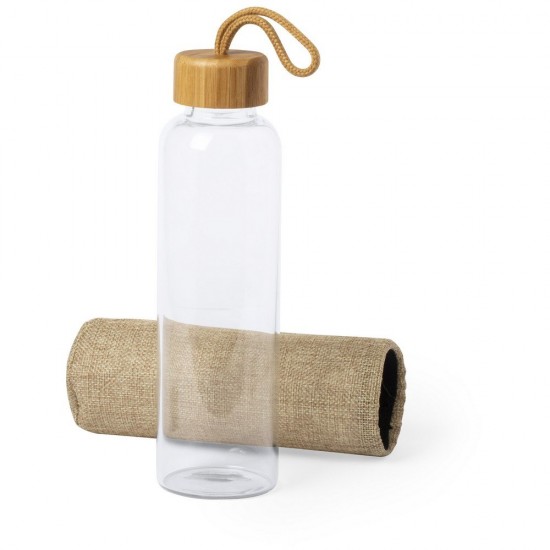 Пляшка для води 550 мл скляна з пробковою кришкою прозорий - V0874-00