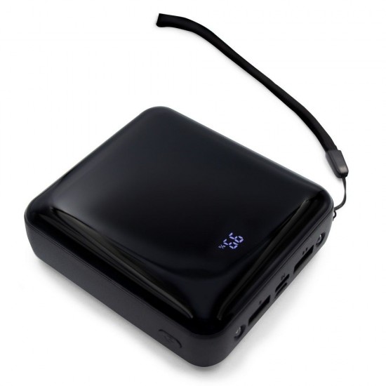 Повербанк 10000 mAh Voyager Tim, 3 кабелі для зарядки, 2 LED ліхтарі, цифровий індикатор чорний - V0903-03