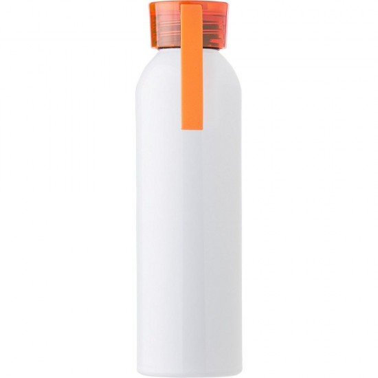 Пляшка для води 650 мл з ручкою, глянцева білий/помаранчевий - V0927-07