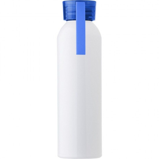 Пляшка для води 650 мл з ручкою, глянцева білий/блакитний - V0927-23