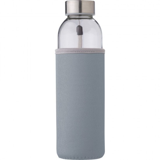Пляшка для води скляна 500 мл в кольоровому чохлі сірий - V0939-19