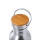 Пляшка для води 800 мл, кришка з ручкою і бамбуковим елементом сріблястий - V0974-32