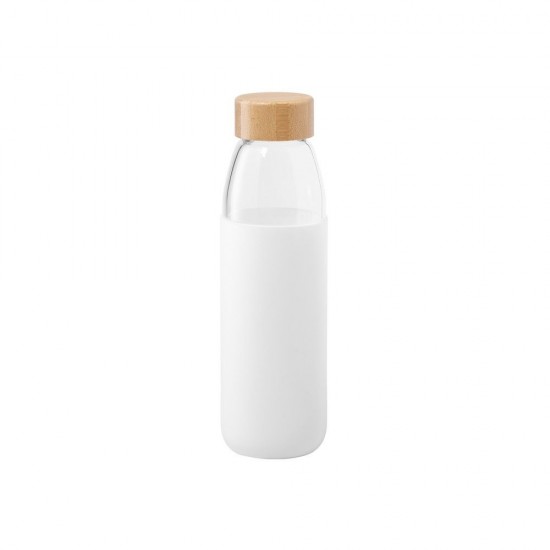 Пляшка для води скляна 540 мл в силіконовому чохлі білий - V0981-02
