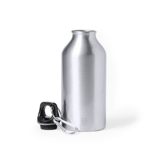 Пляшка для води 400 мл алюмінієва із затискачем-карабіном сріблястий - V1065-32