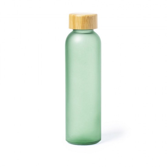 Пляшка для води скляна 500 мл, кришка бамбукова зелений - V1073-06