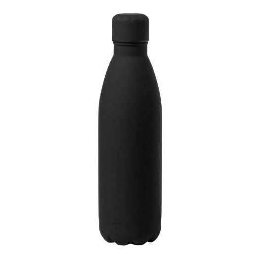 Пляшка для води 790 мл, кришка в тон, гумова обробка чорний - V1076-03