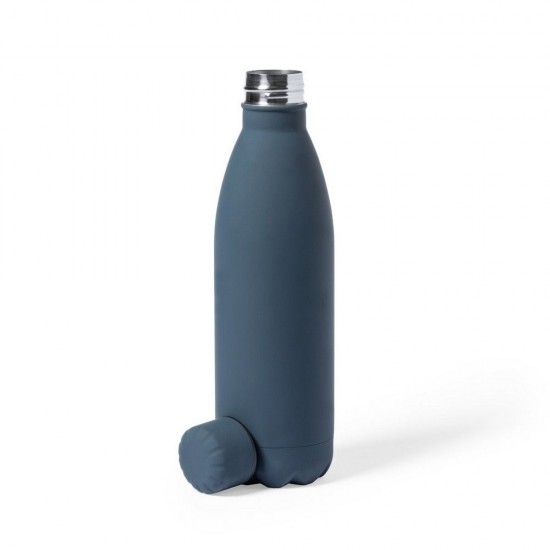 Пляшка для води 790 мл, кришка в тон, гумова обробка кобальт - V1076-04