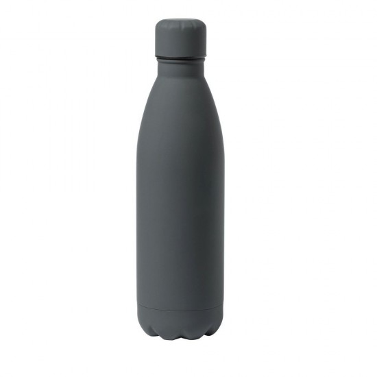 Пляшка для води 790 мл, кришка в тон, гумова обробка сірий - V1076-19