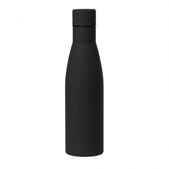 Пляшка для води 750 мл, кришка в тон, гумова обробка чорний - V1077-03