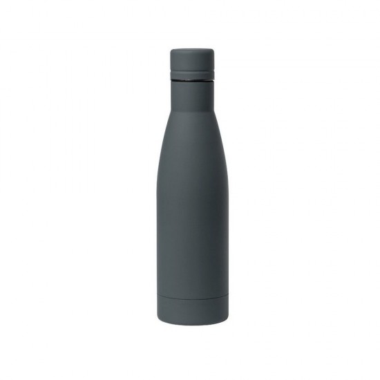 Пляшка для води 750 мл, кришка в тон, гумова обробка сірий - V1077-19
