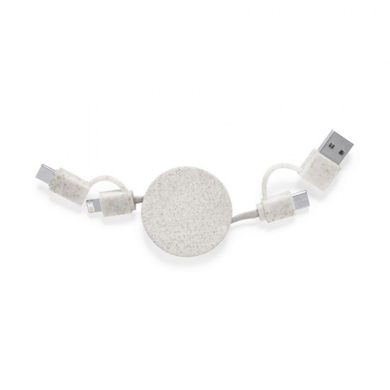 Кабель для зарядки висувний з 4 штекерами Voyager натуральний - V1118-00