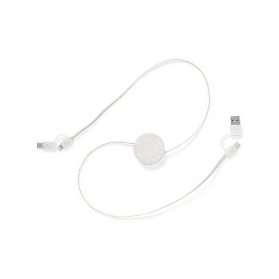 Кабель для зарядки висувний з 4 штекерами Voyager натуральний - V1118-00