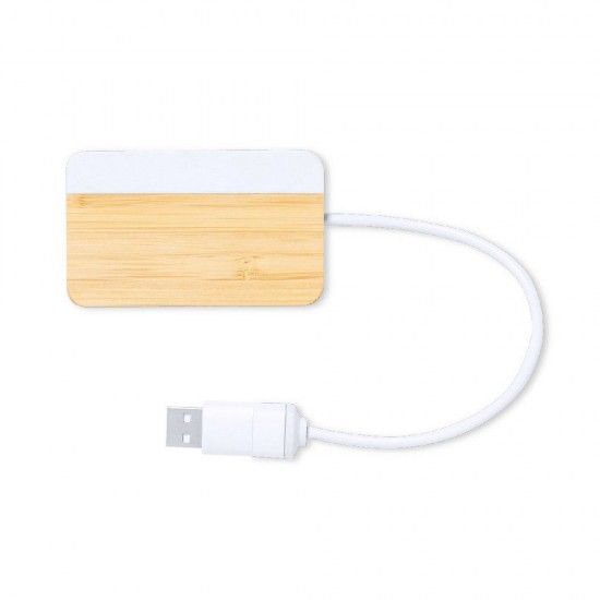Бамбуковий концентратор USB і USB типу C натуральний/білий - V1132-00
