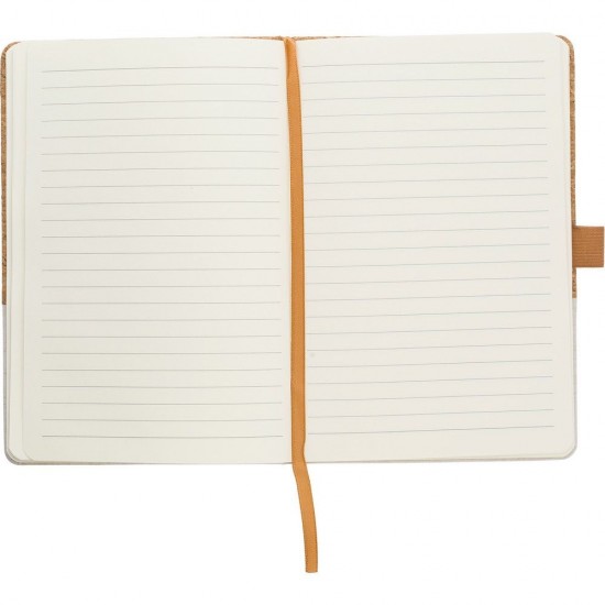 Блокнот в лінію А5 Voyager, тверда коркова та бавовняна обкладинка коричневий/білий - V1171-02