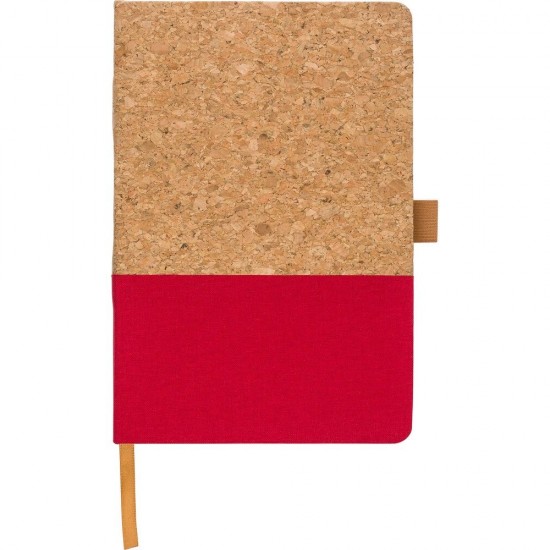 Блокнот А5, тверда коркова та бавовняна обкладинка, у лінію коричневий/червоний - V1171-05