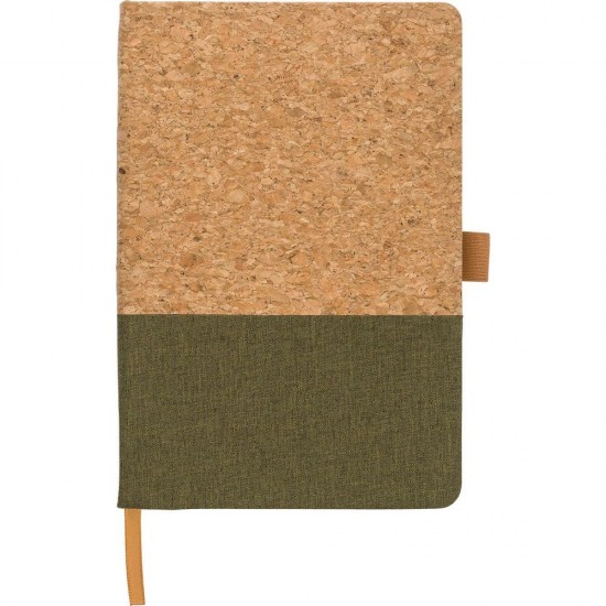 Блокнот в лінію А5 Voyager, тверда коркова та бавовняна обкладинка коричневий/зелений - V1171-06 Блокнот в лінію А5 Voyager, тверда коркова та бавовняна обкладинка коричневий/зелений - V1171-06