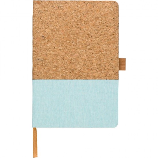 Блокнот в лінію А5 Voyager, тверда коркова та бавовняна обкладинка коричневий/блакитний - V1171-23